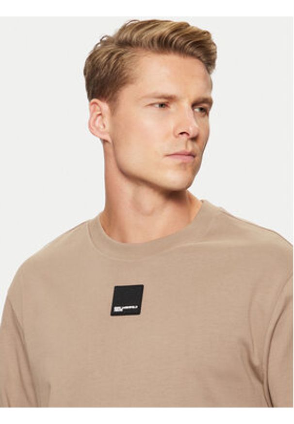 Karl Lagerfeld Jeans Longsleeve A1M17043 Beżowy Regular Fit. Kolor: beżowy. Materiał: bawełna. Długość rękawa: długi rękaw