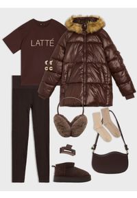 Sinsay - Prążkowane legginsy - brązowy. Kolor: brązowy. Materiał: prążkowany #1