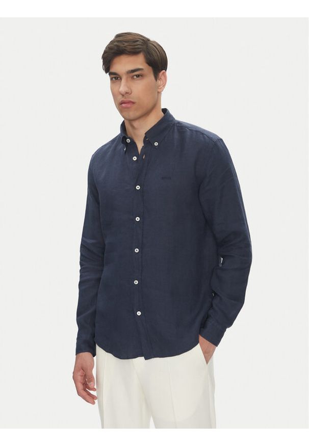 BOSS Koszula H-Roan-Bd-E-C1 50520283 Granatowy Slim Fit. Kolor: niebieski. Materiał: len