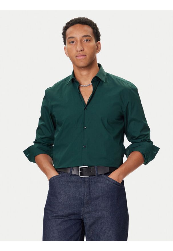 Hugo - HUGO Koszula Kenno 50289499 Zielony Slim Fit. Kolor: zielony. Materiał: bawełna