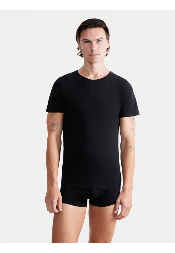 Sloggi Podkoszulek 10222373 Czarny Slim Fit. Kolor: czarny. Materiał: bawełna