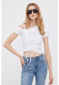 Pepe Jeans t-shirt Alexa damski kolor biały. Kolor: biały. Materiał: dzianina, prążkowany #1