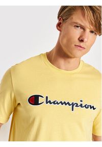 Champion T-Shirt Embroidered 217814 Żółty Regular Fit. Kolor: żółty. Materiał: bawełna #5