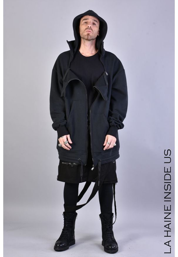 La Haine Inside Us Bluza "LM012" | A2305 3M LM012 | Mężczyzna | Czarny. Typ kołnierza: kaptur. Kolor: czarny. Materiał: poliester, bawełna. Długość: długie. Wzór: aplikacja