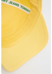 Tommy Jeans czapka bawełniana AW0AW11658.PPYY kolor żółty z aplikacją. Kolor: żółty. Materiał: bawełna. Wzór: aplikacja #3