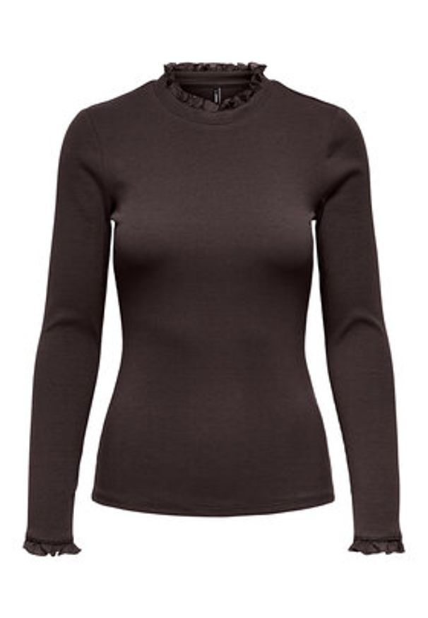 only - ONLY Bluzka Leslie 15277888 Brązowy Regular Fit. Kolor: brązowy. Materiał: bawełna