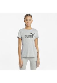 Puma - Damska koszulka z logo Essentials PUMA Light Gray Heather. Kolor: czarny, szary, wielokolorowy. Sport: joga i pilates