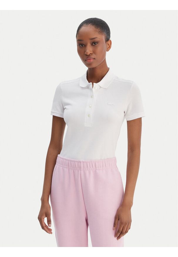 Lacoste Polo PF5462 Biały Slim Fit. Typ kołnierza: polo. Kolor: biały. Materiał: bawełna