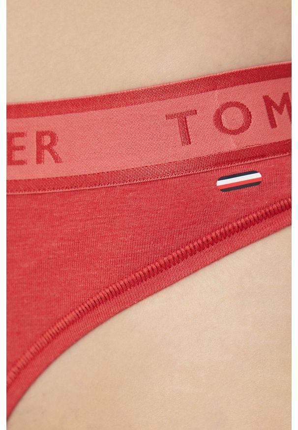 TOMMY HILFIGER - Tommy Hilfiger stringi kolor czerwony. Kolor: czerwony