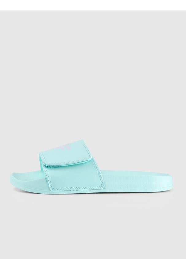 4f - 4F Klapki dziewczęce - turkusowe 35. Okazja: na plażę. Kolor: turkusowy. Materiał: syntetyk, materiał. Styl: sportowy