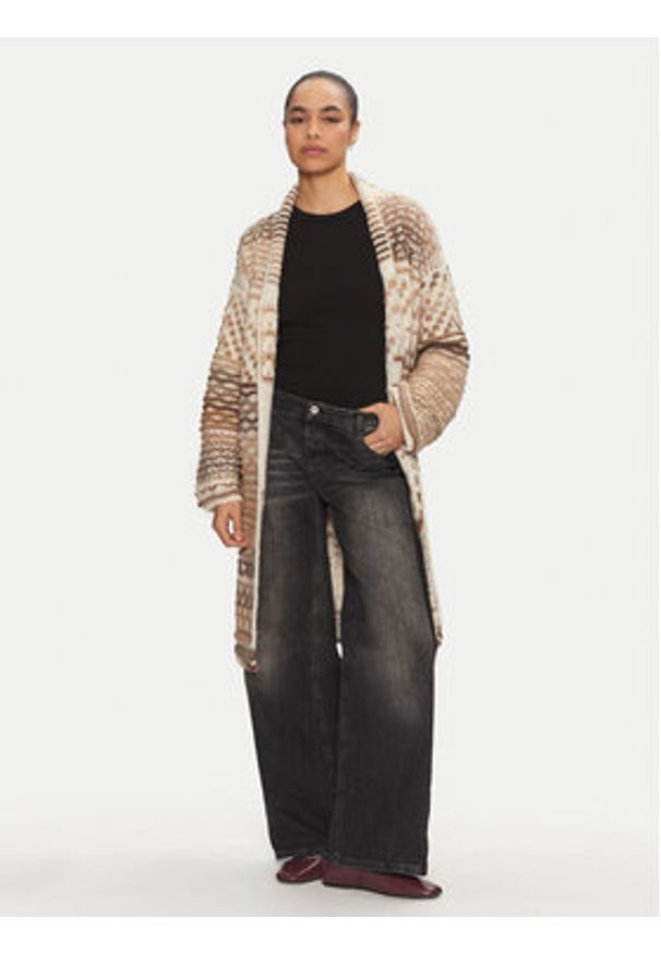United Colors of Benetton - United Colors Of Benetton Kardigan 115CE6042 Beżowy Regular Fit. Kolor: beżowy. Materiał: syntetyk