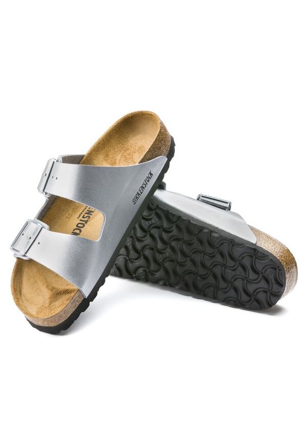 Birkenstock - Klapki damskie BIRKENSTOCK ARIZONA. Okazja: na co dzień, do pracy, na spacer. Kolor: srebrny. Styl: casual