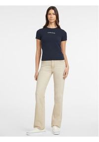 Guess Jeans T-Shirt W4YI01 J1314 Granatowy Slim Fit. Kolor: niebieski. Materiał: bawełna
