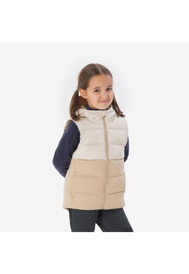 quechua - Kamizelka turystyczna dla dzieci Quechua NH500. Kolor: beżowy. Materiał: polar, materiał, poliester, syntetyk. Długość rękawa: bez rękawów. Sezon: lato