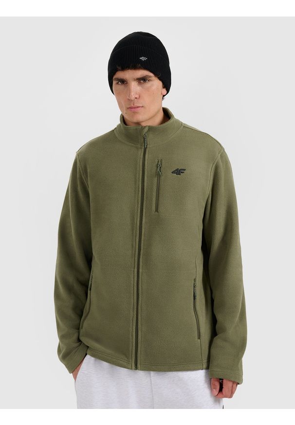 4f - 4F Polar regular ze stójką męski - khaki M. Typ kołnierza: kołnierzyk stójkowy. Kolor: oliwkowy, wielokolorowy, brązowy. Materiał: polar