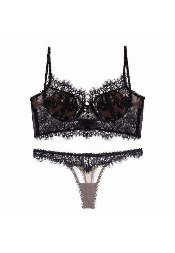 Intica - Komplet bielizny z gorsetowym topem na romantyczne wieczory Hendrikje. Kolor: czarny. Materiał: materiał