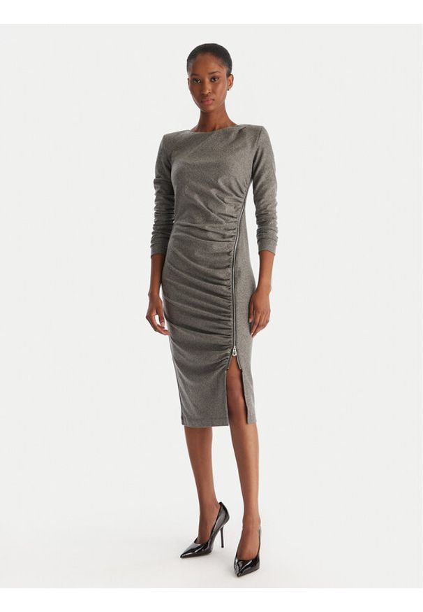 Pinko - PINKO Sukienka koktajlowa Almundena Abito 106126 A2ZU Szary Regular Fit. Kolor: szary. Materiał: wełna, syntetyk. Styl: wizytowy