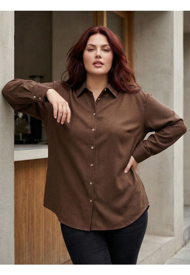 Sinsay - Koszula z domieszką lnu - brązowy. Kolor: brązowy. Materiał: len