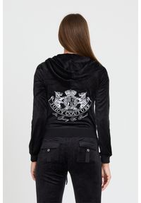 Juicy Couture - JUICY COUTURE Czarna bluza Heritage Dog Crest Robyn Hoodie. Kolor: czarny