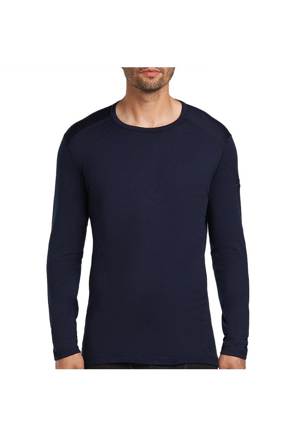 Koszulka męska Icebreaker Merino 260 Tech Long Sleeve Crewe Thermal Top 1043714011 - granatowa. Kolor: niebieski. Materiał: materiał, wełna. Długość rękawa: długi rękaw. Długość: długie