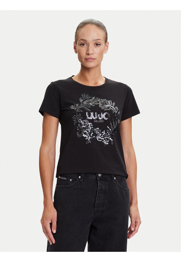 Liu Jo Sport T-Shirt TF5162 JS923 Czarny Regular Fit. Kolor: czarny. Materiał: bawełna. Styl: sportowy
