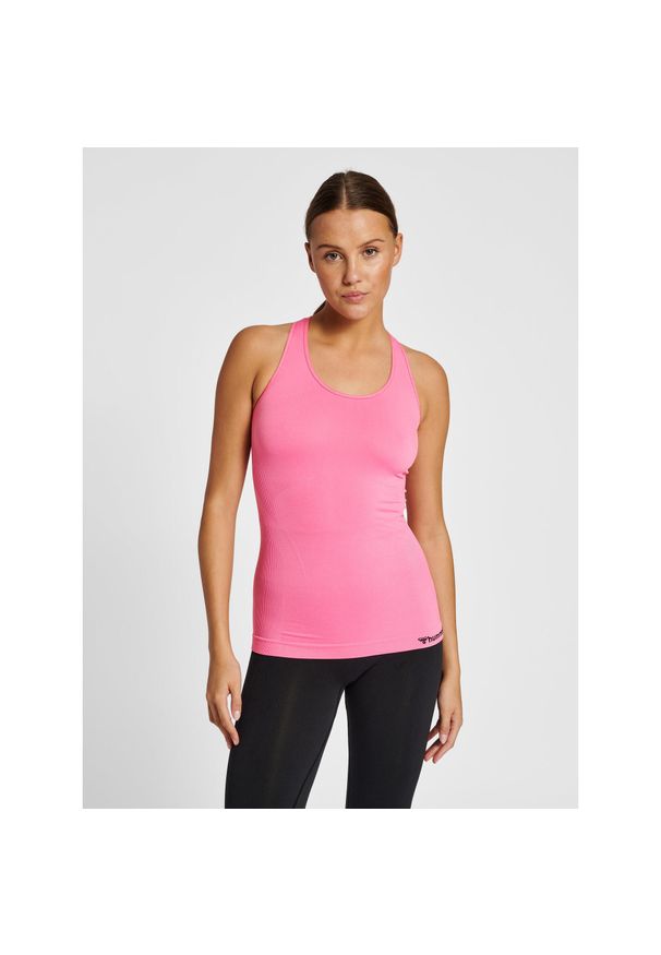 Damski bezszwowy tank top Hummel Tif. Kolor: różowy. Materiał: materiał. Długość rękawa: bez rękawów. Sport: piłka nożna, fitness