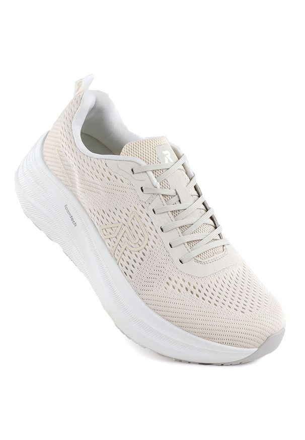 Półbuty sportowe damskie na platformie beżowe Rieker W4101-60. Kolor: beżowy. Materiał: tkanina. Obcas: na platformie