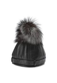 Czarna Czapka Z Pomponem Damska Luka-Pelli Z Naturalnym Futrem Z Lisa. Kolor: czarny. Materiał: futro. Sezon: zima. Styl: elegancki #4