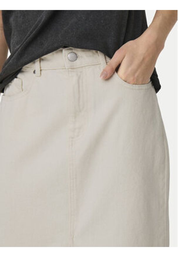 only - ONLY Spódnica jeansowa Bianca 15319268 Beżowy Regular Fit. Kolor: beżowy. Materiał: bawełna