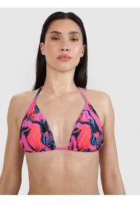 4f - 4F Góra od bikini damska - różowa XL. Kolor: różowy. Materiał: materiał, włókno, syntetyk, elastan