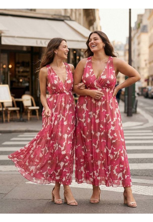 Sinsay - Rozkloszowana sukienka midi z dekoltem halter - wielobarwny. Typ kołnierza: dekolt halter. Długość: midi