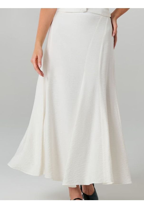 Sinsay - Spódnica midi syrenka z ozdobnymi przeszyciami - kremowy. Kolor: kremowy