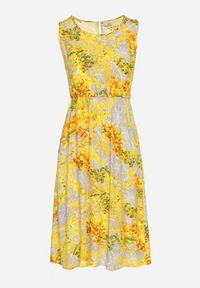 Born2be - Żółta Sukienka w Kwiaty o Rozkloszowanym Kroju na Szerokich Ramiączkach Naivoriel. Okazja: na co dzień. Typ kołnierza: dekolt w serek. Kolor: żółty. Materiał: zamsz. Długość rękawa: na ramiączkach. Wzór: kwiaty. Typ sukienki: rozkloszowane. Styl: casual, elegancki #7