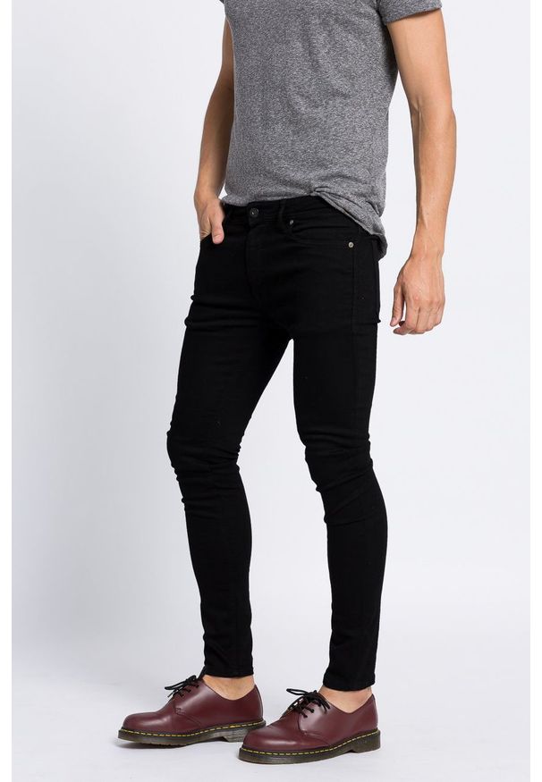 Jack & Jones - Jeansy Liam Original AM 009. Kolor: czarny. Wzór: aplikacja