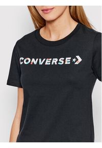 Converse T-Shirt Icon Play Floral 10023946-A01 Czarny Standard Fit. Kolor: czarny. Materiał: bawełna