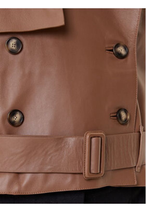 BOSS Kurtka skórzana Satela 50541289 Brązowy Regular Fit. Kolor: brązowy. Materiał: skóra