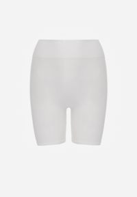 Renee - Białe Elastyczne Szorty Biker High Waist Diovien. Okazja: na co dzień. Stan: podwyższony. Kolor: biały. Materiał: prążkowany. Długość: krótkie. Styl: casual #7