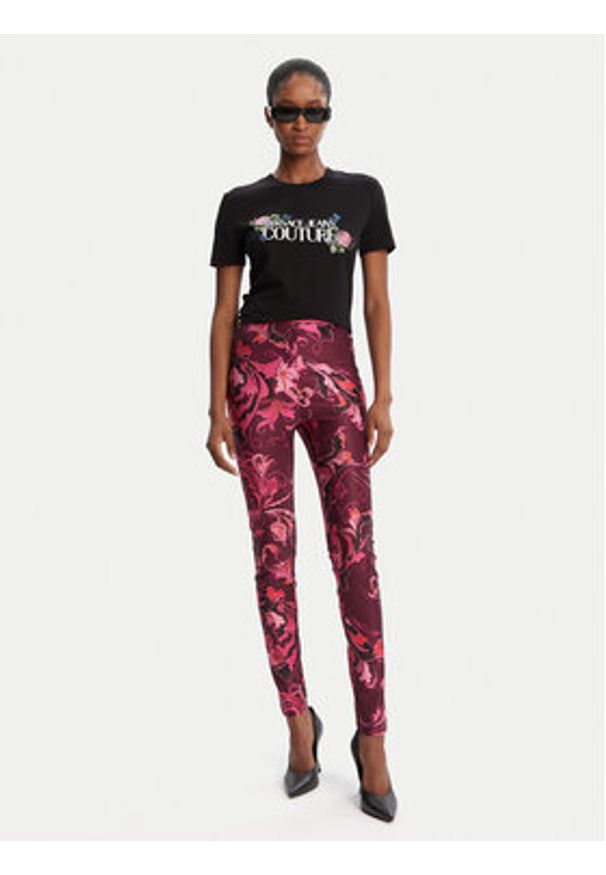 Versace Jeans Couture Legginsy 79HAC101 JS501 Różowy Slim Fit. Kolor: różowy. Materiał: syntetyk