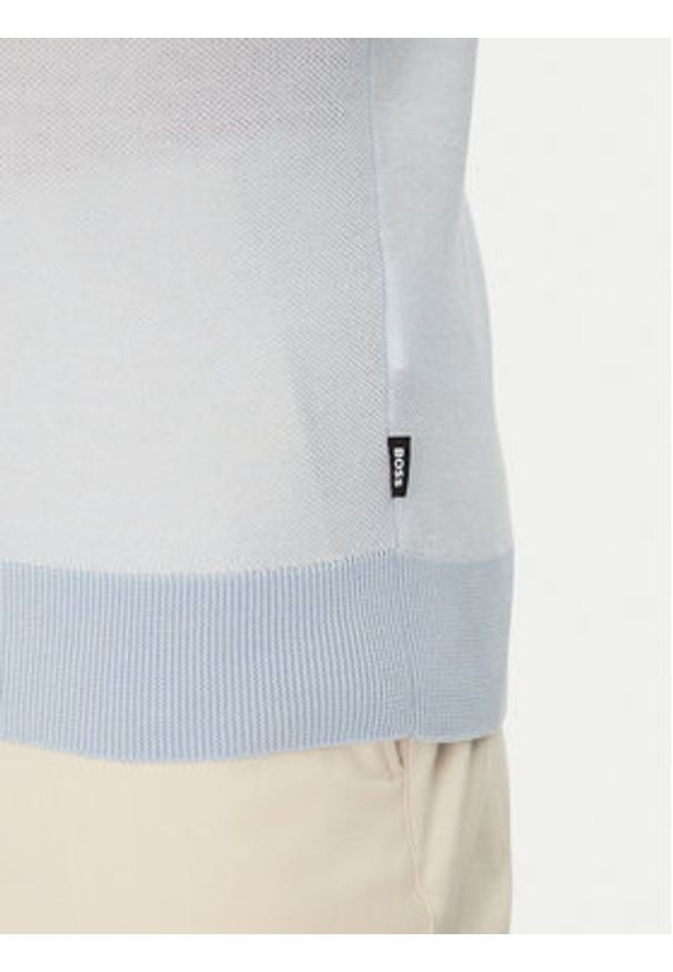 BOSS Sweter Jianfranco 50537642 Błękitny Regular Fit. Kolor: niebieski. Materiał: bawełna