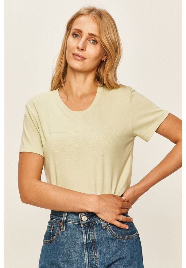 Levi's® - Levi's - T-shirt. Okazja: na co dzień, na spotkanie biznesowe. Kolor: zielony. Wzór: nadruk. Styl: biznesowy, casual