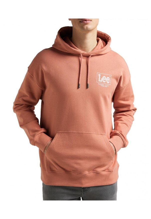 Lee - LEE LOGO LOOSE HOODIE MĘSKA BLUZA Z KAPTUREM LOGO NADURK RUST L83SSPUK. Typ kołnierza: kaptur