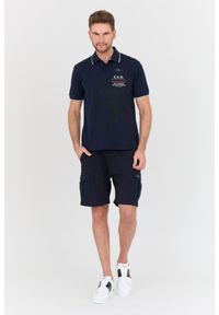 Aeronautica Militare - AERONAUTICA MILITARE Granatowa męska koszulka Polo M.C., Rozmiar XL. Typ kołnierza: polo. Kolor: niebieski #3