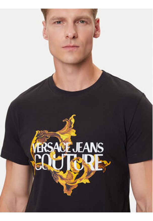 Versace Jeans Couture T-Shirt 79GAHE02 CJ00E Czarny Regular Fit. Kolor: czarny. Materiał: bawełna