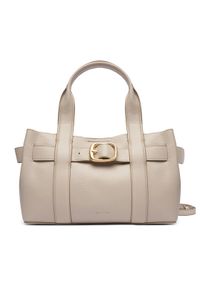 Calvin Klein Torebka Buckle Mini Tote With Strap LV04F3295G Beżowy. Kolor: beżowy. Materiał: skórzane