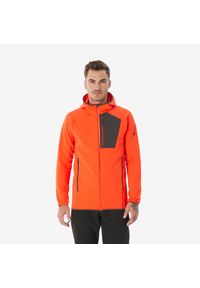 quechua - Polar turystyczny męski Quechua MH500 zamek. Kolor: czerwony, szary, pomarańczowy, wielokolorowy. Materiał: polar. Sport: turystyka piesza