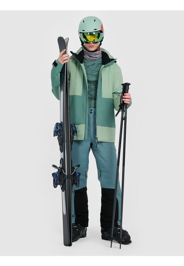 4f - 4F Kurtka narciarska membrana Dermizax 20000 męska - oliwkowa XXL. Typ kołnierza: kołnierzyk stójkowy. Kolor: oliwkowy, wielokolorowy, brązowy. Materiał: materiał, poliester. Wzór: gładki. Sezon: zima