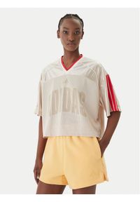 Adidas - adidas T-Shirt Stadium JZ1073 Beżowy Loose Fit. Kolor: beżowy. Materiał: syntetyk #1
