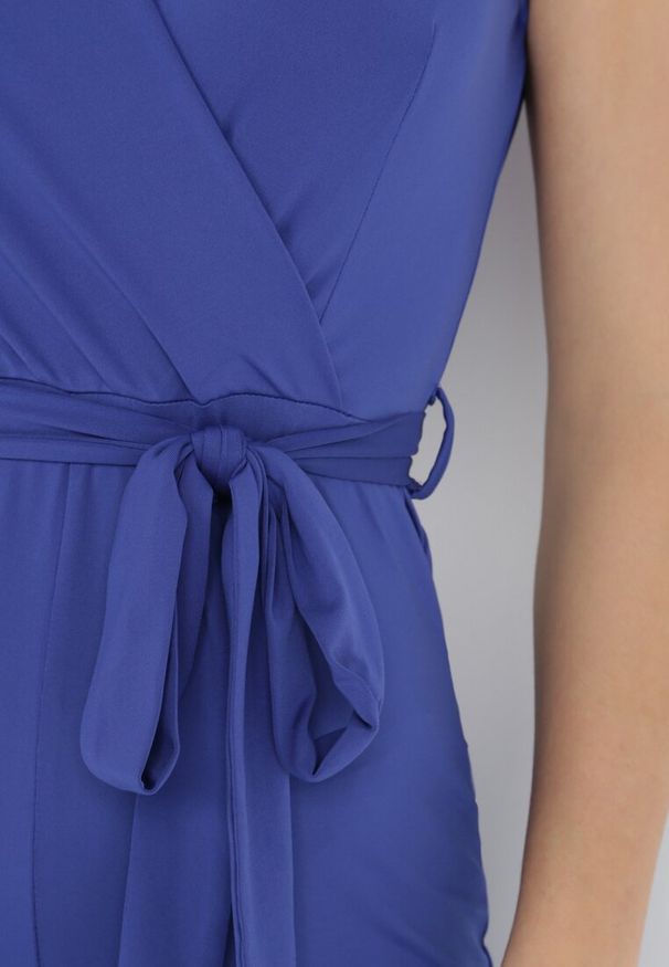 Born2be - Granatowy Kombinezon Chionadina. Kolor: niebieski. Materiał: materiał. Długość rękawa: bez rękawów. Długość: długie. Wzór: gładki. Styl: elegancki