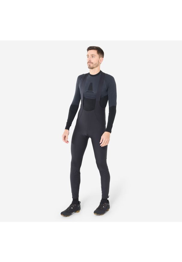 ROCKRIDER - Spodnie rowerowe MTB XC Rockrider zimowe. Kolor: czarny. Materiał: materiał, tkanina, polar. Sezon: zima. Sport: kolarstwo