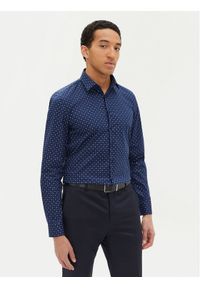 Calvin Klein Koszula K10K114313 Granatowy Slim Fit. Kolor: niebieski. Materiał: bawełna